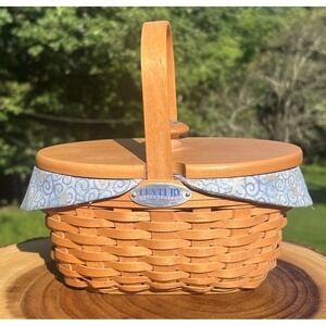 Longaberger Century Celebration 2000 Cheers Basket Liner & Lid Handwoven Ohio